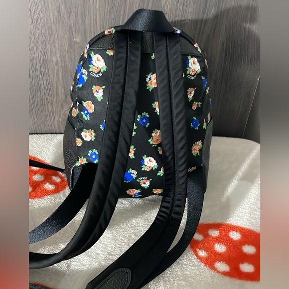 coach backpack with roses Mini Court in Signature Canvas Fairytale Rose Prin Club de Mode topclosure w/dual signature leather pulls Coach Leather Floral Backpack Mini